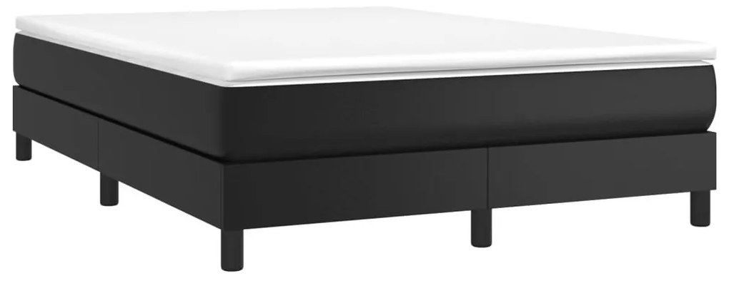 Κρεβάτι Boxspring με Στρώμα Μαύρο 140x190εκ.από Συνθετικό Δέρμα - Μαύρο