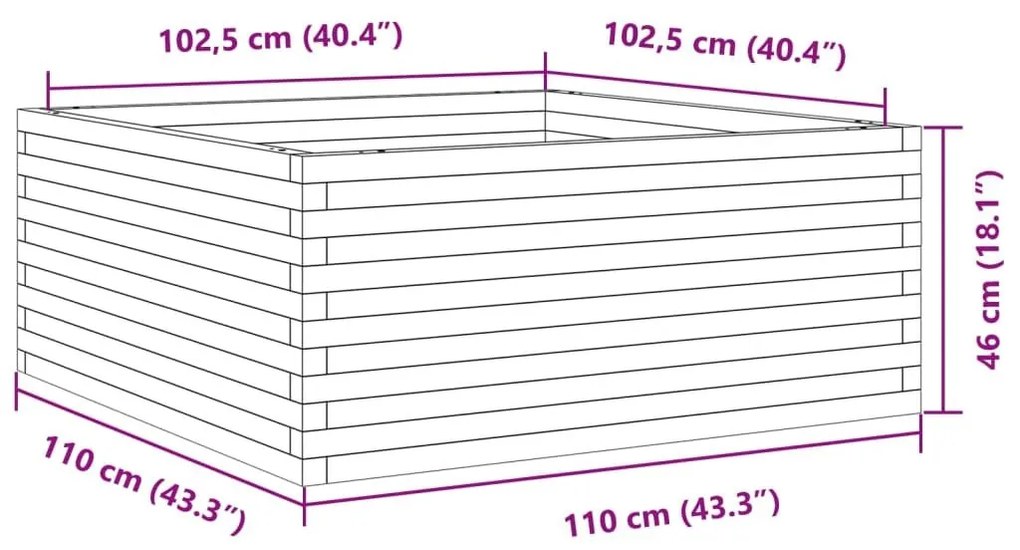 Ζαρντινιέρα Κήπου 110x110x46 εκ. από Εμποτισμένο Ξύλο Πεύκου - Καφέ