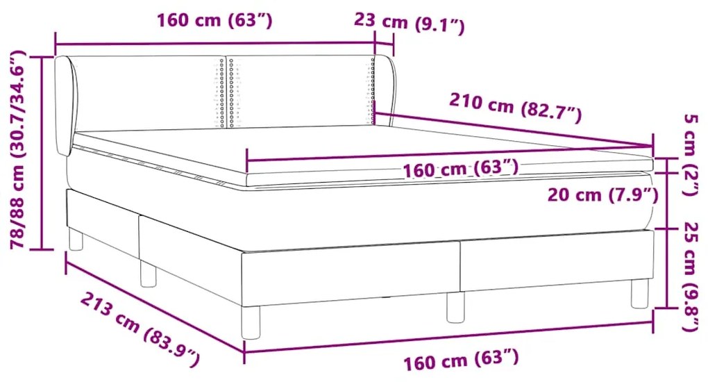 Κρεβάτι Boxspring με Στρώμα Σκούρο Πράσινο 160x210εκ. Βελούδινο - Πράσινο