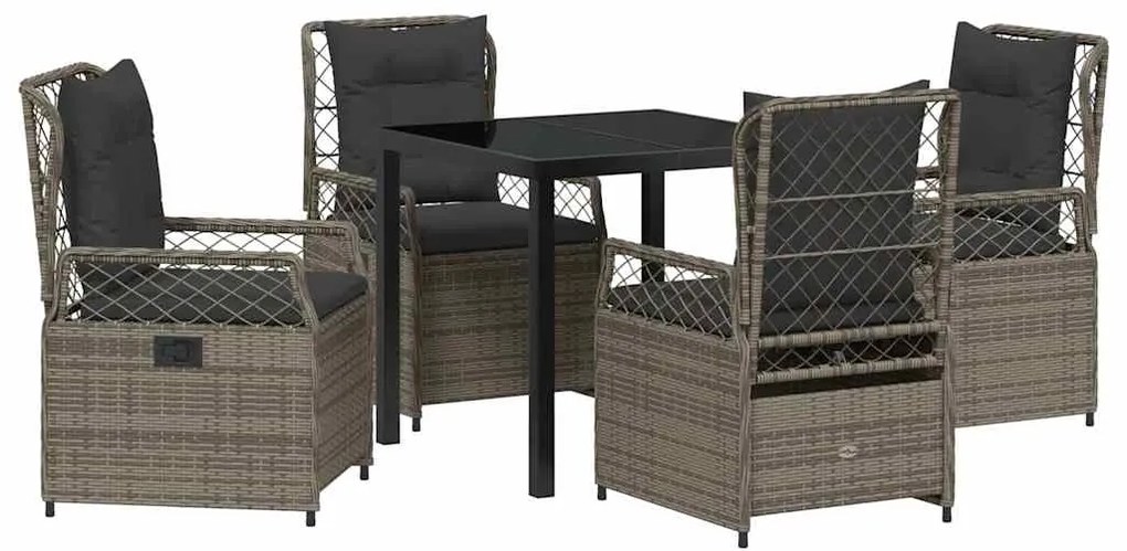 vidaXL Σέτ φαγητού για κήπο 5 pcs Γκρι συνθετικό ρατάν