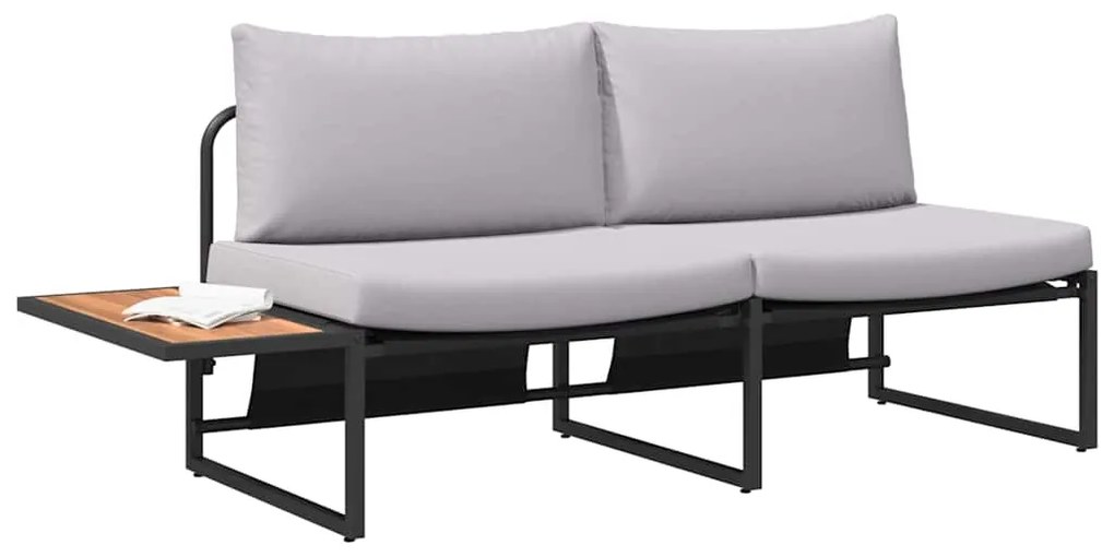 vidaXL Καναπές Κήπου με μαξιλάρι Καφέ 200.5 x 70 x 85.5εκ Μέταλλο