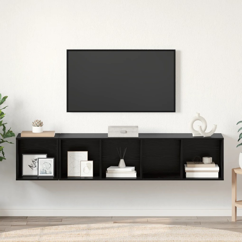 vidaXL 2 pcs Μαύρη δρυς 37 x 37 x 142.5 εκ Επεξεργασμένο ξύλο