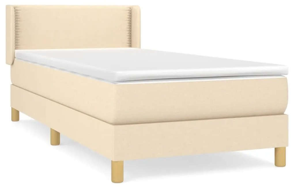 vidaXL Κρεβάτι Boxspring με Στρώμα Κρεμ 100 x 200 εκ. Υφασμάτινο