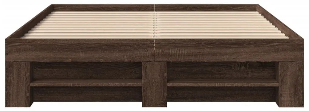 vidaXL Πλαίσιο Κρεβατιού Καφέ Δρυς 135x190 εκ. Επεξεργασμένο Ξύλο