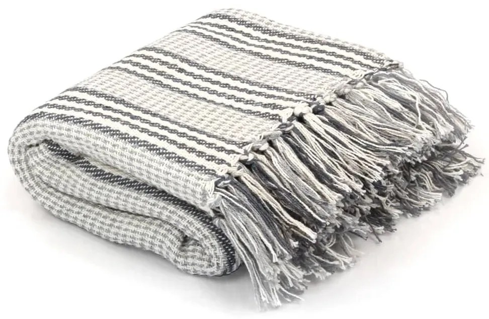 Ριχτάρι Ριγέ Γκρι και Λευκό 220 x 250 εκ. Βαμβακερό