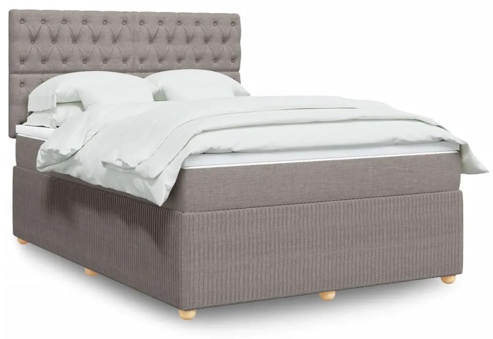 Κρεβάτι Boxspring με Στρώμα Taupe 160x200 εκ. Υφασμάτινο - Μπεζ-Γκρι