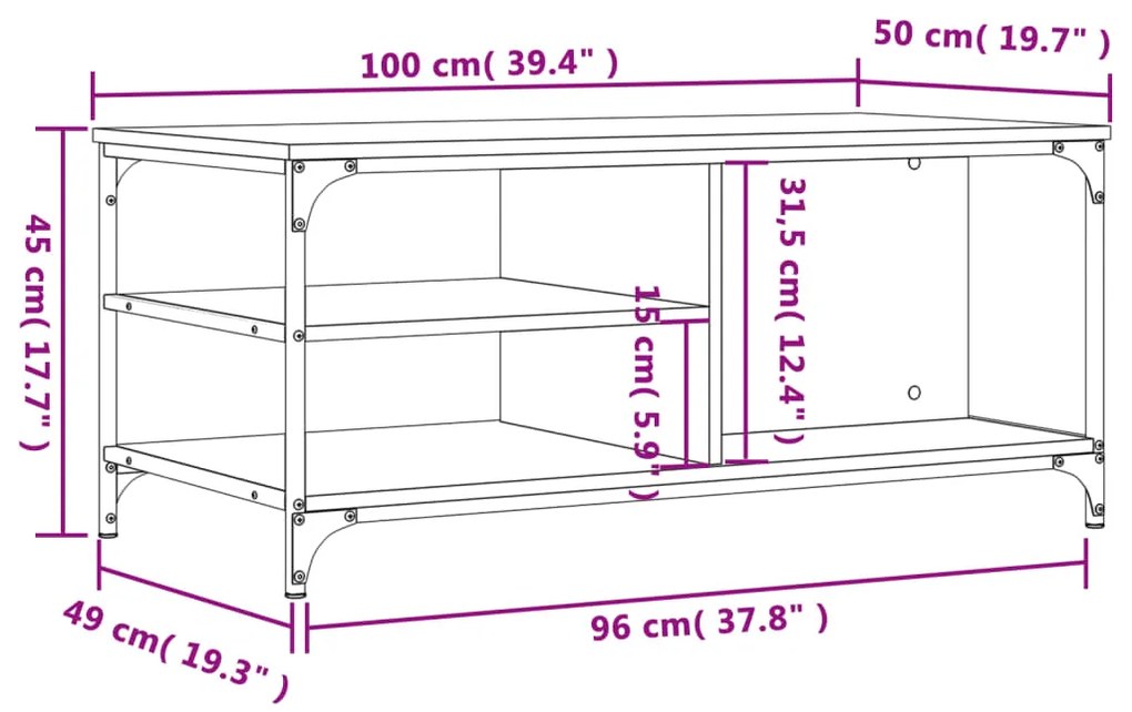 ΤΡΑΠΕΖΑΚΙ ΣΑΛΟΝΙΟΥ ΜΑΥΡΟ 100X50X45 ΕΚ. ΕΠΕΞΕΡΓΑΣΜΕΝΟ ΞΥΛΟ 835304