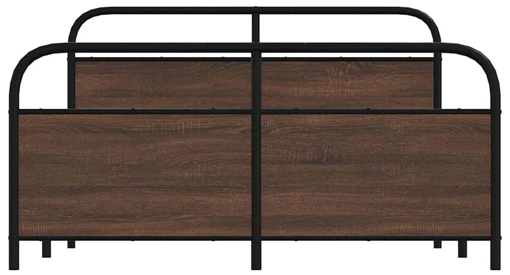 vidaXL Σκελετός Κρεβ. Χωρίς Στρώμα Καφέ Δρυς 150x200 εκ. Μεταλλικό