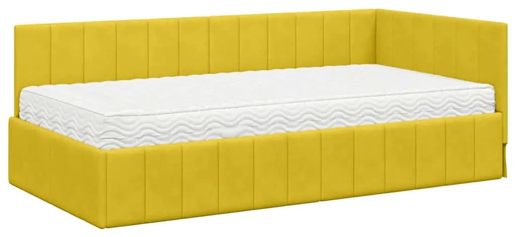 vidaXL Κρεβάτι Γωνίας με στρώμα Κίτρινο 90 x 200 cm Βελούδο