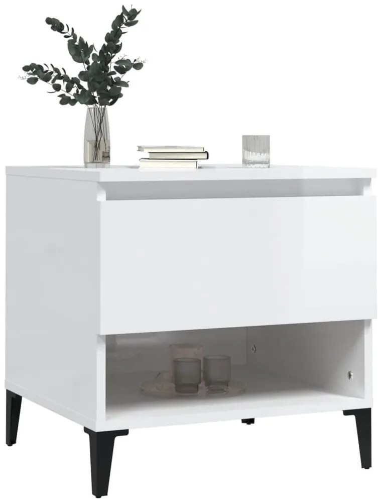 vidaXL Βοηθητικά Τραπέζια 2 τεμ. Γυαλ.Λευκό 50x46x50 εκ. Επεξ. Ξύλο