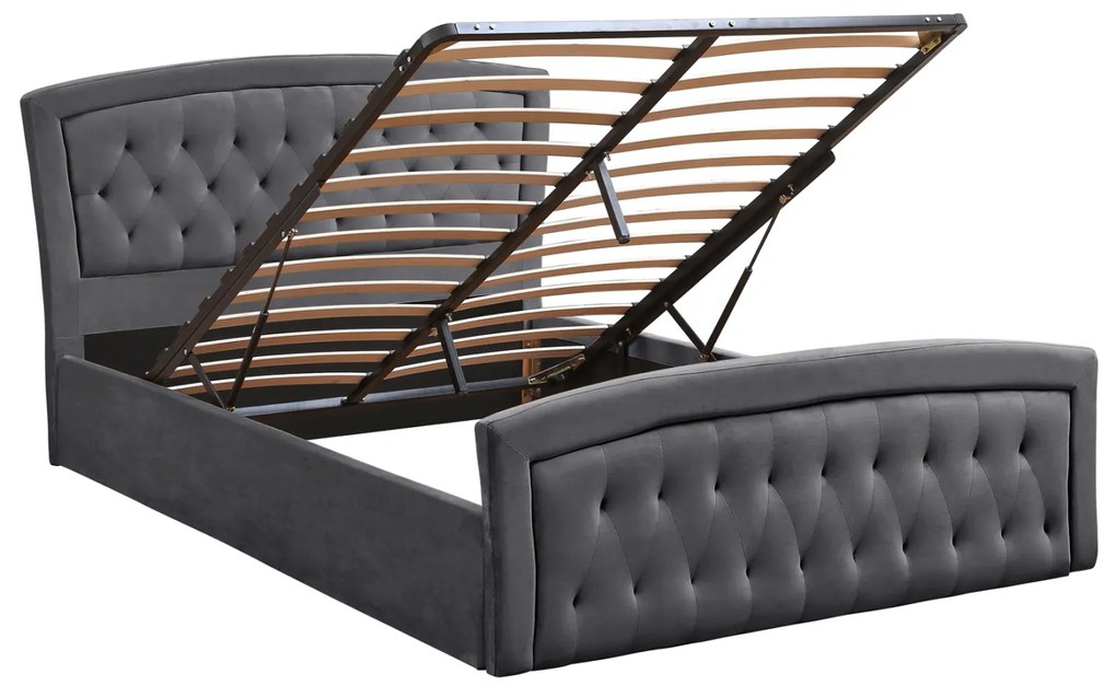 ΚΡΕΒΑΤΙ ΔΙΠΛΟ ΜΕ ΣΤΡΩΜΑ & ΑΠΟΘ.ΧΩΡΟ ODELIA HM21279.01 ΓΚΡΙ ΒΕΛΟΥΔΟ--ΓΙΑ 160x200εκ