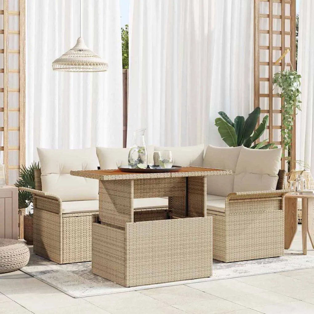 vidaXL Σετ Καναπέ Κήπου 5 pcs μπεζ και κρεμ 100 x 55 x 73 εκ