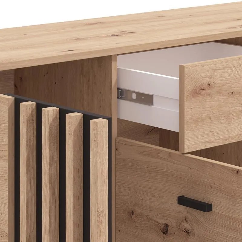 Κομότα - Μπουφές Laval 157 3K1F3V Artisan Oak - Μαύρο 157x40x90 εκ. 157x40x90 εκ.