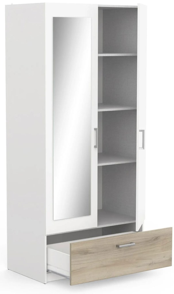 Ντουλάπα Coben δίφυλλη-Δρυς - Λευκό