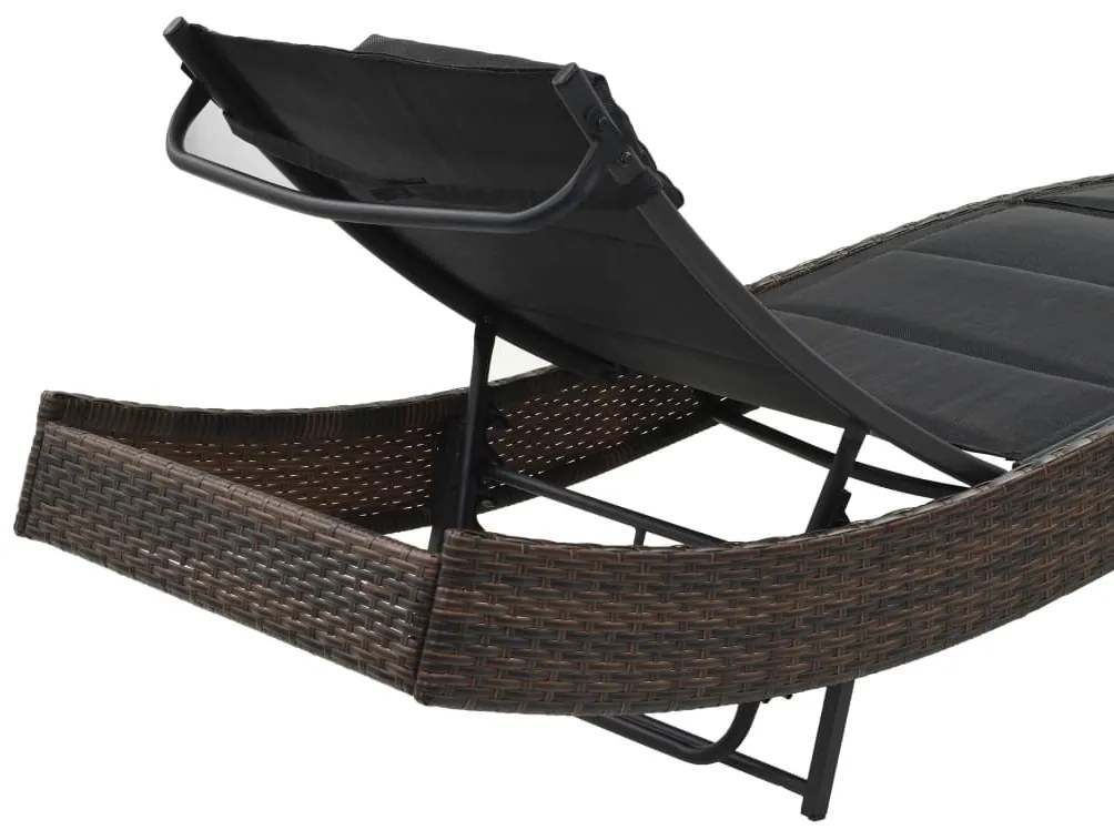 vidaXL Ξαπλώστρα Καφέ από Συνθετικό Ρατάν / Textilene