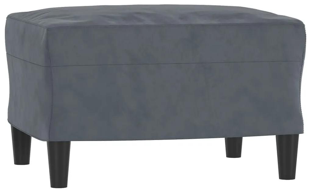 Καναπές Τριθέσιος Σκούρο Γκρι 180 εκ. Βελούδινος με Υποπόδιο - Γκρι