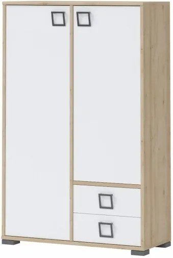 Ντουλάπι Riddle 2D2S-Δρυς-Λευκό - 86.00Χ37.00Χ134.00cm