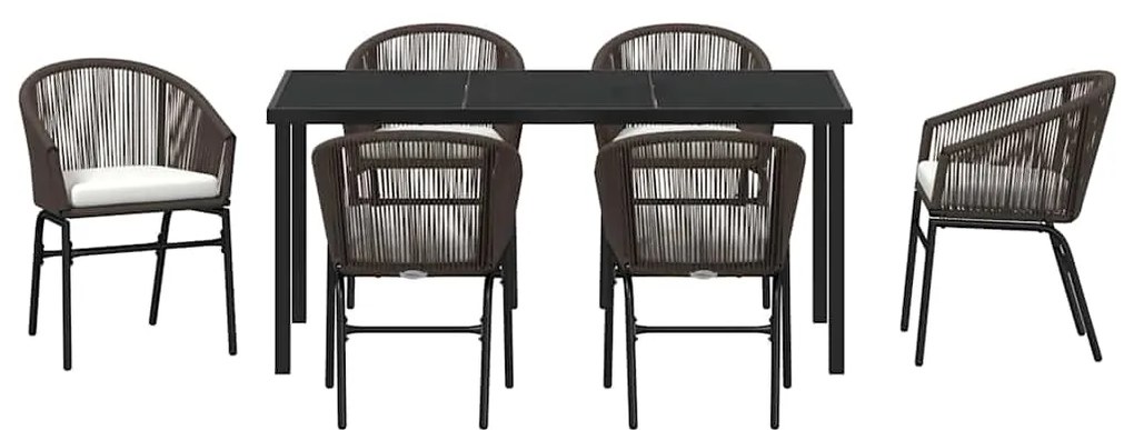 vidaXL Σέτ φαγητού για κήπο 7 pcs Καφέ Χάλυβας με επίστρωση πούδρας