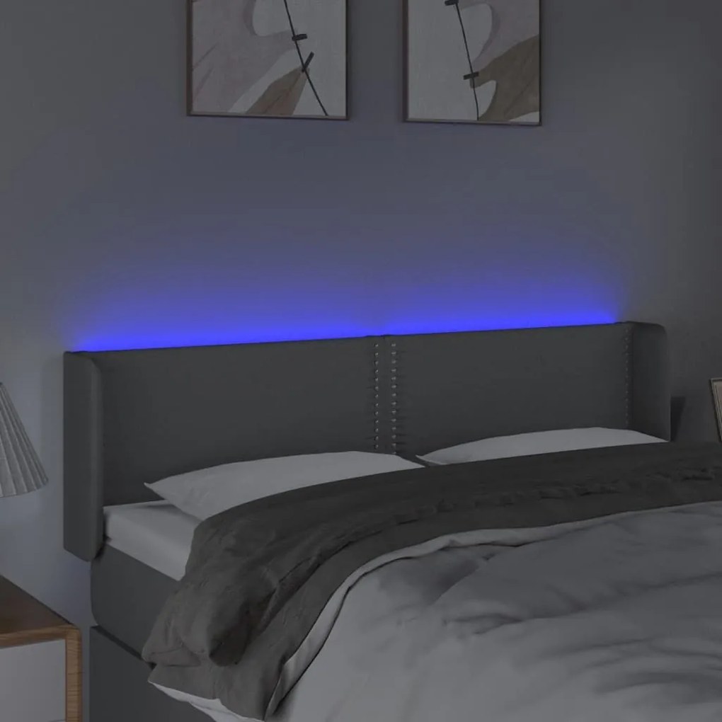 Κεφαλάρι Κρεβατιού LED Ανοιχτό Γκρι 147x16x78/88 εκ. Υφασμάτινο - Γκρι