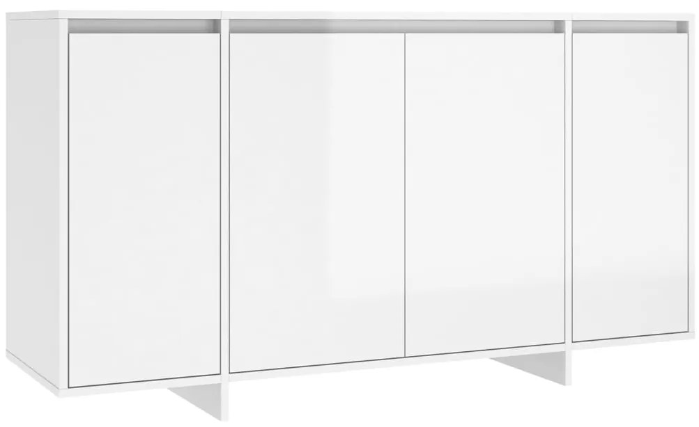 vidaXL Ραφιέρα Γυαλιστερή Λευκή 135x41x75 εκ. από Επεξεργ. Ξύλο