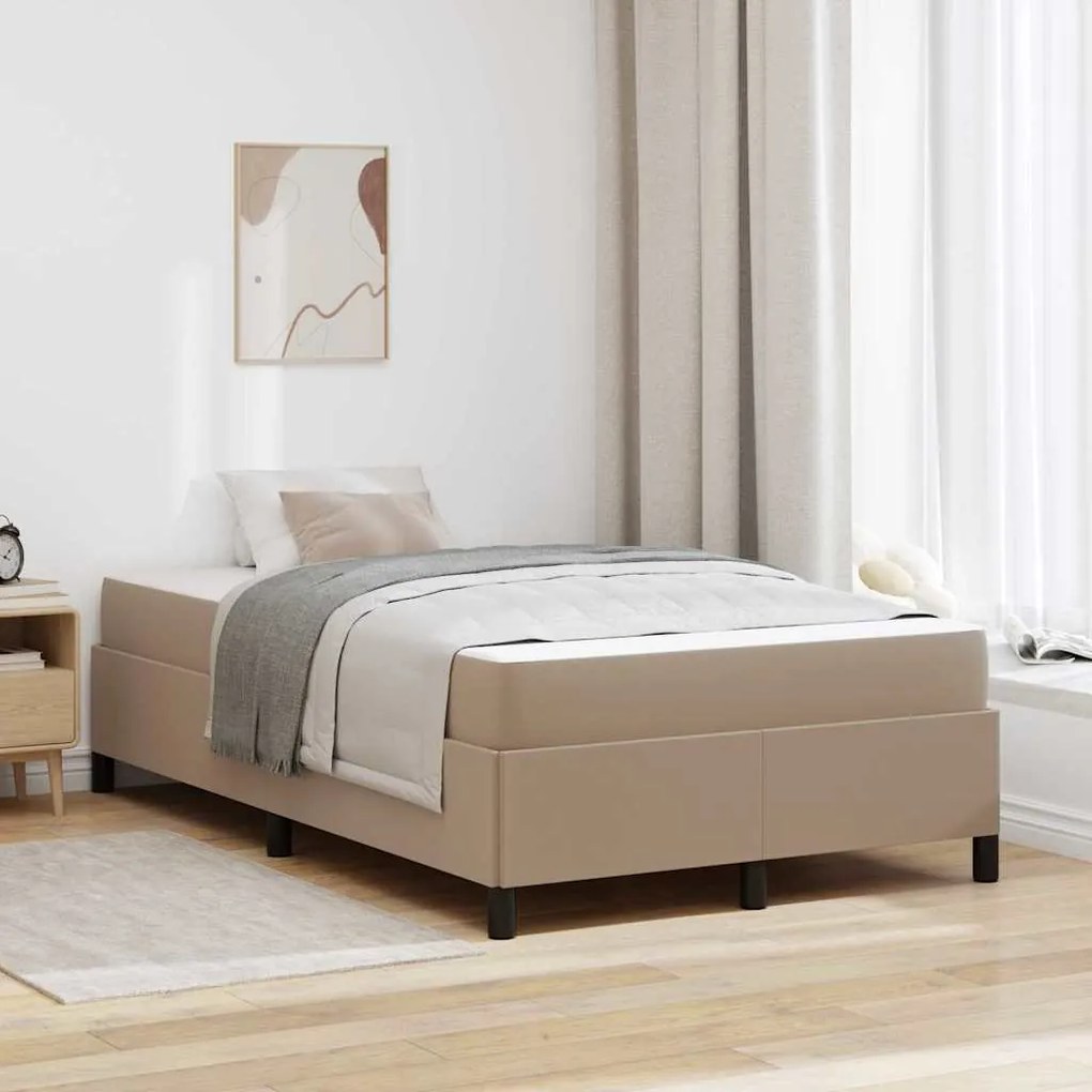 vidaXL Σκελετός Κρεβατιού με στρώμα Καπουτσίνο 120 x 190 cm ύφασμα