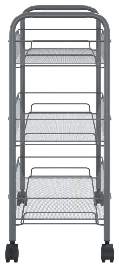 vidaXL Τρόλεϊ Κουζίνας 3 Επιπέδων Γκρι 46 x 26 x 64 εκ. Σιδερένιο
