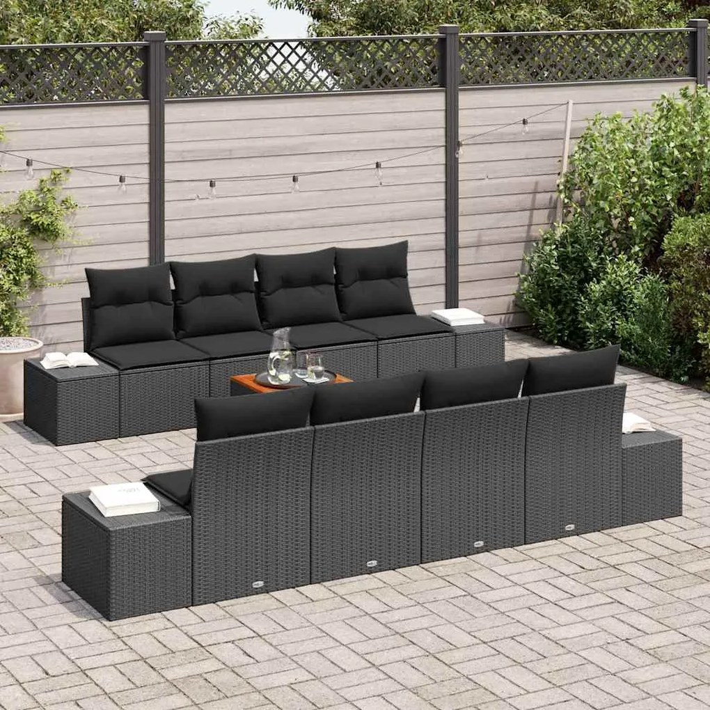 vidaXL Σετ Καναπέ Κήπου 7 pcs Μαύρο