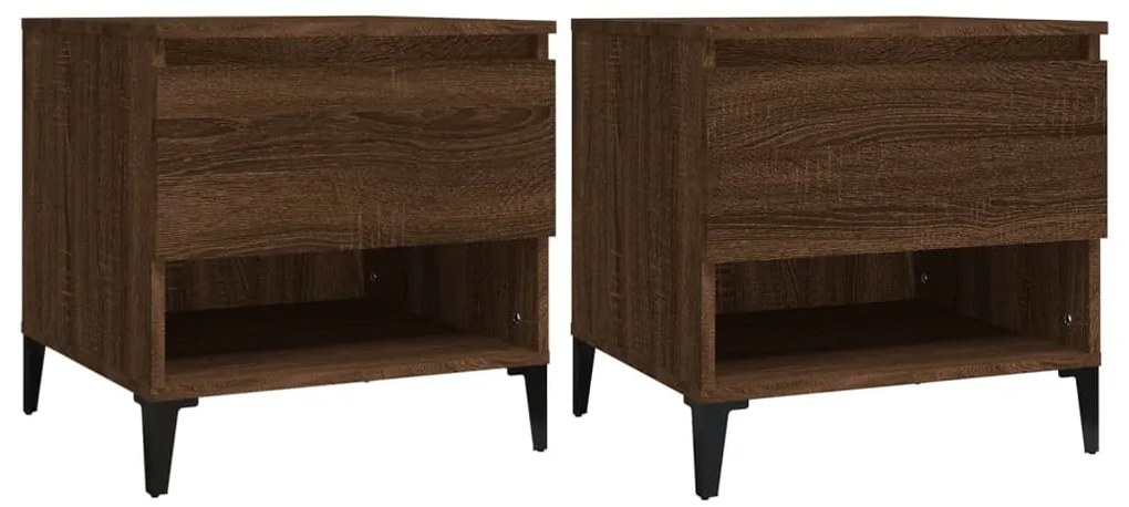 vidaXL Βοηθητικά Τραπέζια 2 τεμ. Καφέ Δρυς 50x46x50 εκ.Επεξ. Ξύλο