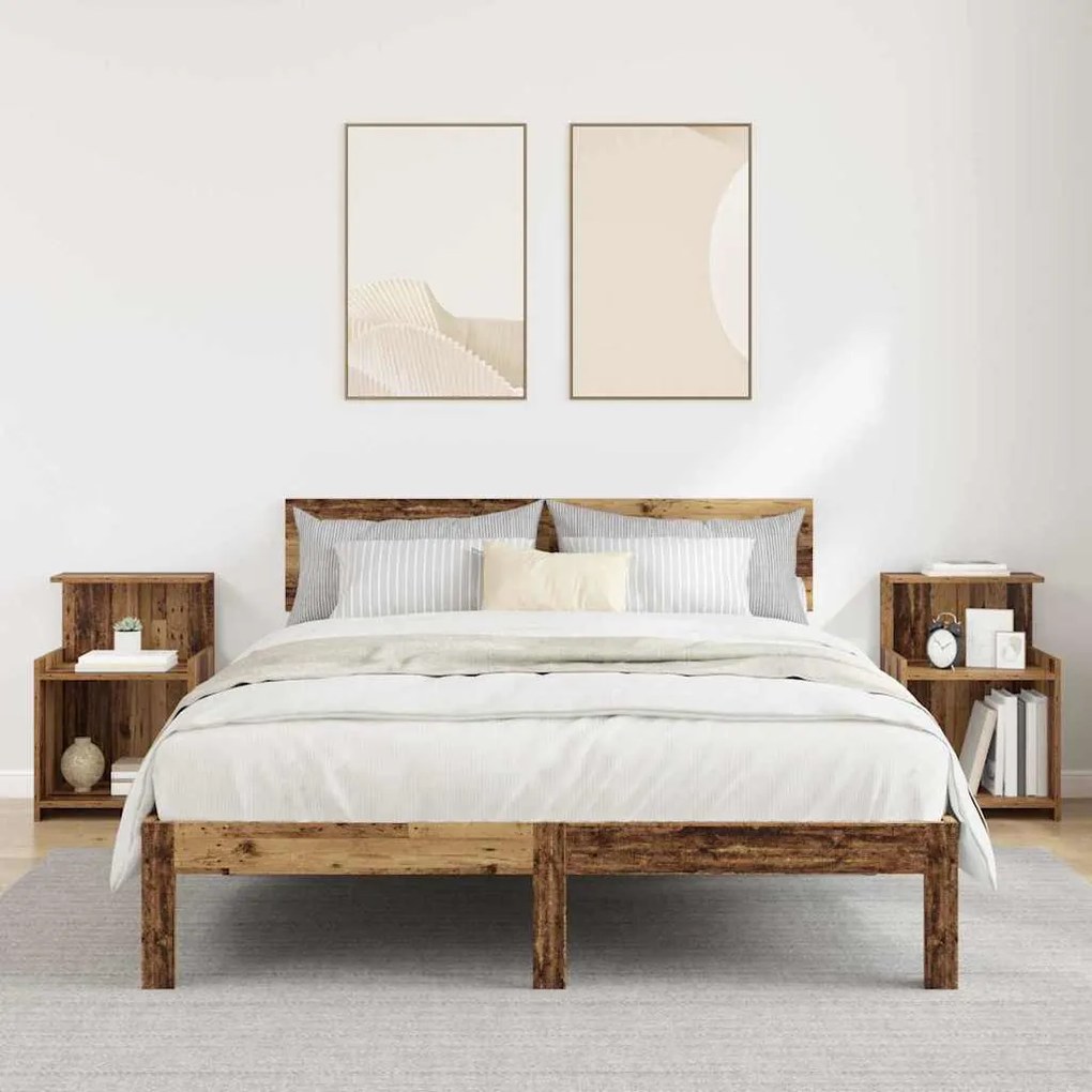 vidaXL Κομοδίνο 2 pcs Παλαιό ξύλο 40 x 35 x 60 εκ. Επεξεργασμένο ξύλο