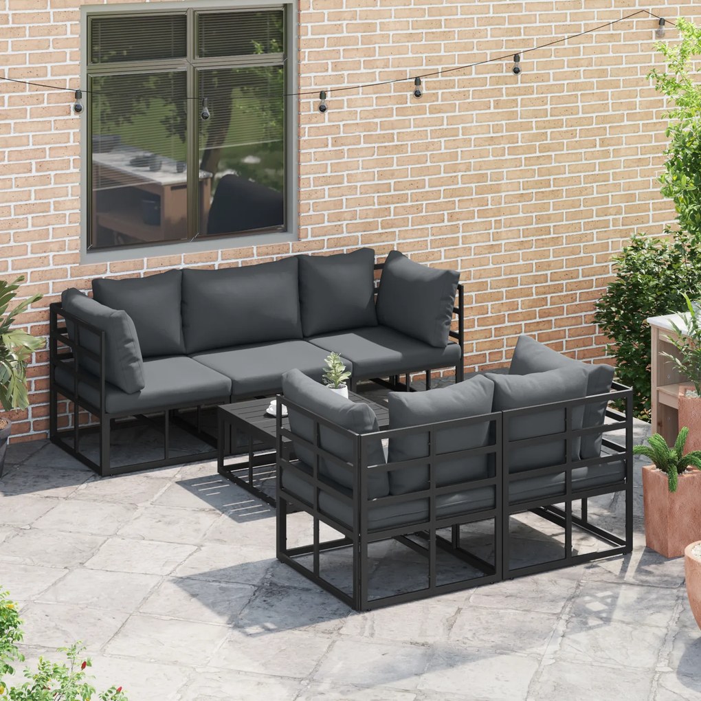 vidaXL Σετ Καναπέ Κήπου 6 pcs Μαύρο 70 x 70 x 32 εκ Αλουμίνιο