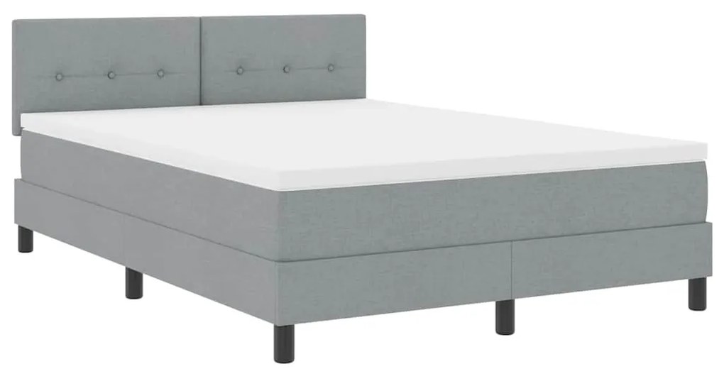 vidaXL Κρεβάτι box spring με στρώμα Ανοιχτό γκρι 140 x 190 cm ύφασμα