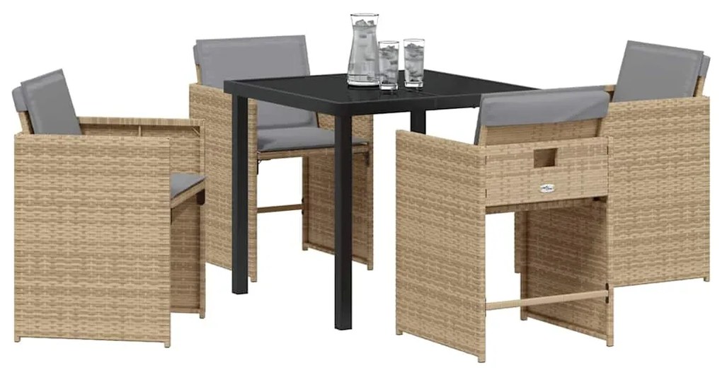vidaXL Σέτ φαγητού για κήπο 5 pcs Μπεζ συνθετικό ρατάν