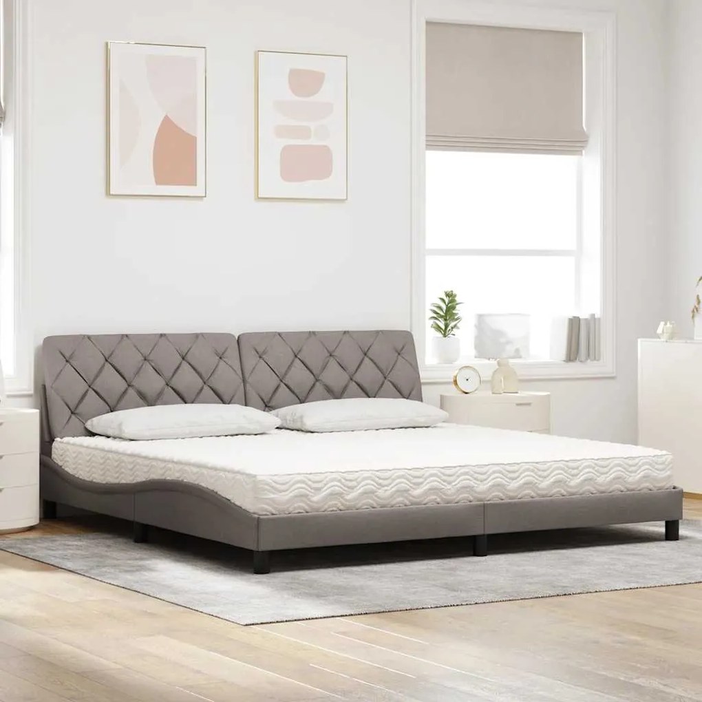 vidaXL Κρεβάτι με Στρώμα Taupe 200x200 εκ. Υφασμάτινο