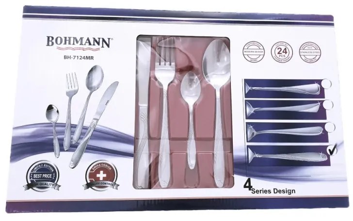 Σετ μαχαιροπήρουνων Bohmann BH 7124MR, Κουτί, Ανοξείδωτο, 24 τμχ, Inox