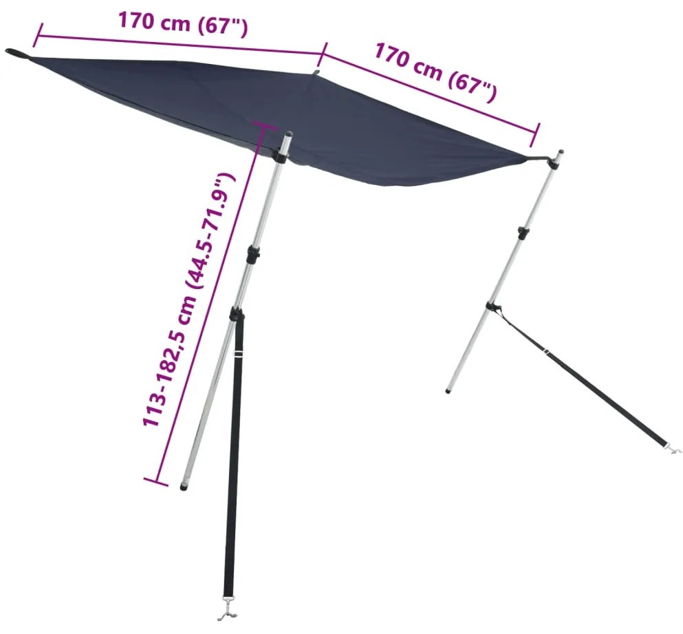 Επέκταση Σκιάστρου Σετ Σχήμα Τ Μπλε 170x170x(113-182,5) εκ.