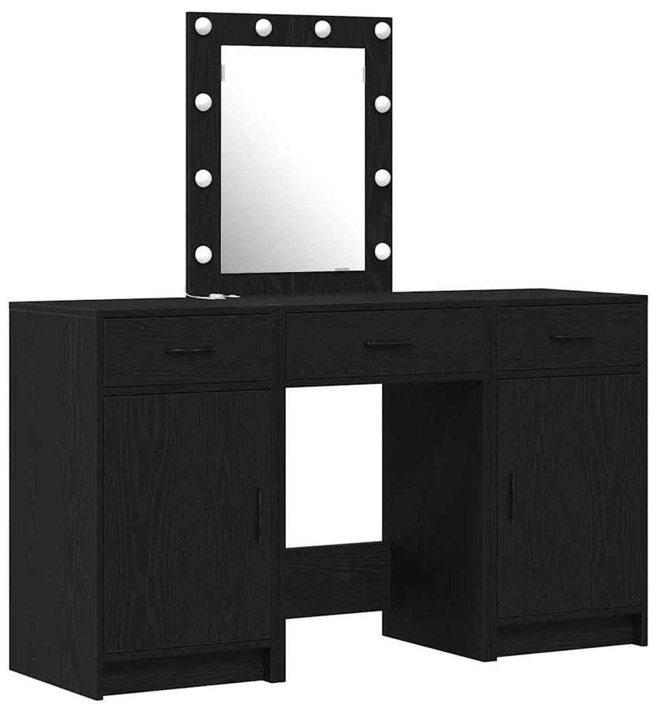 vidaXL Τραπέζι περιποίησης με συρτάρι 3 pcs Μαύρο 50 x 41 x 135 εκ