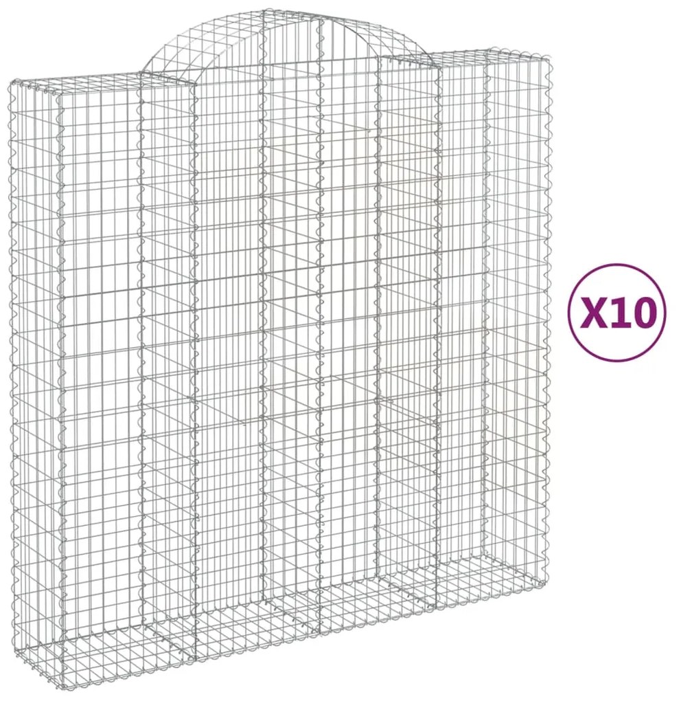 vidaXL Συρματοκιβώτια Τοξωτά 10 τεμ. 200x50x200/220 εκ. Γαλβαν. Ατσάλι