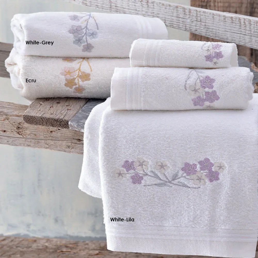 Πετσέτες Jolie Σετ 3τμχ White-Grey Ρυθμός Σετ Πετσέτες 100% Cotton