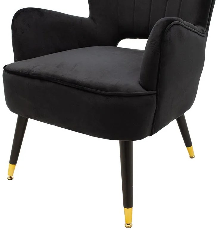 Πολυθρόνα - μπερζέρα Lark βελούδο μαύρο 65x74x90εκ 65x74x90 εκ.