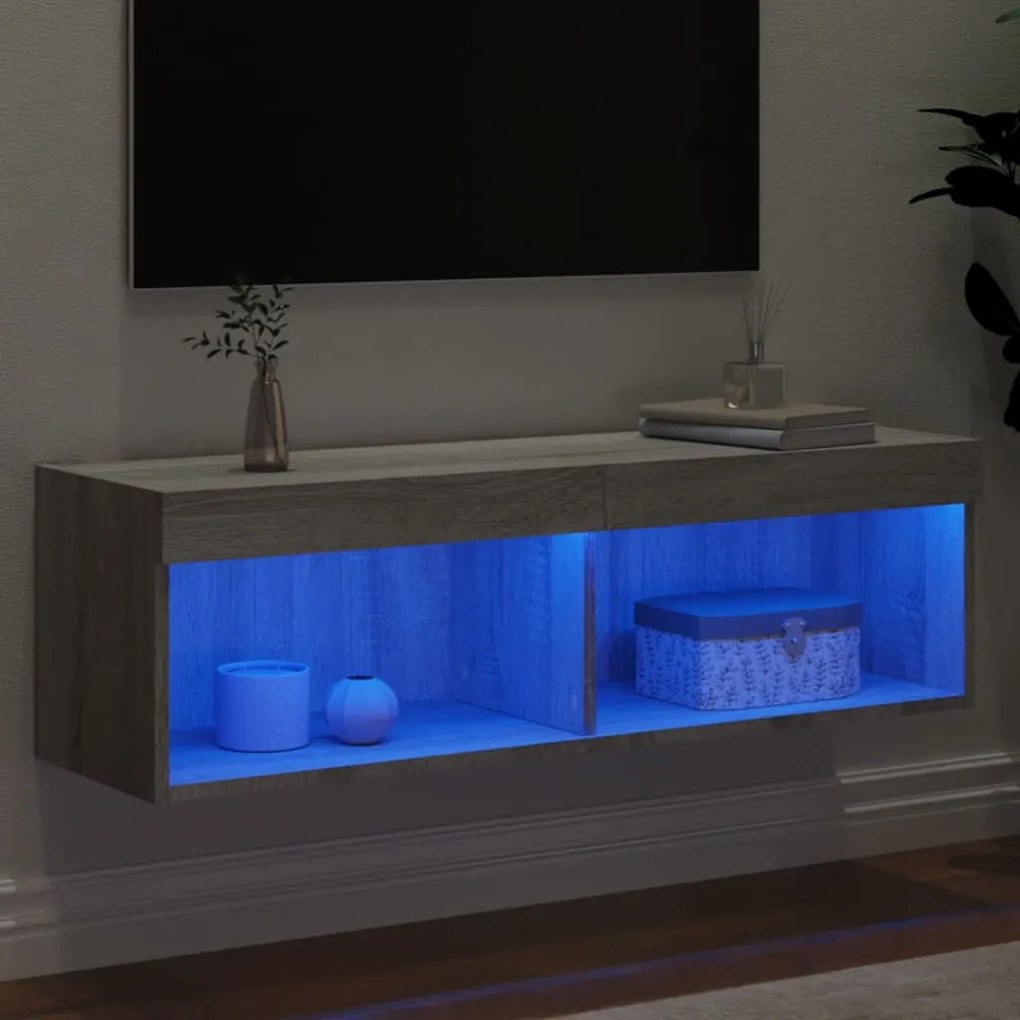 vidaXL Έπιπλο Τηλεόρασης με LED Γκρι Sonoma 100x30x30 εκ.