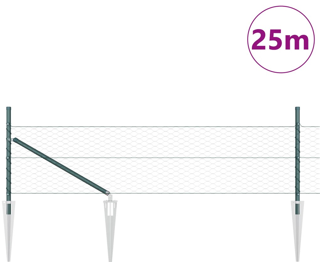 vidaXL Εξάγωνος Φράκτης Πράσινος 0.4x25 m Χάλυβας