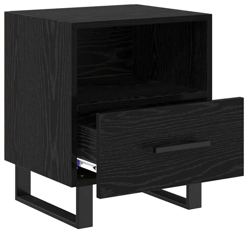 vidaXL Κομοδίνο 2 pcs Μαύρη Οξυά 40 x 35 x 47,5 εκ Επεξεργασμένο ξύλο