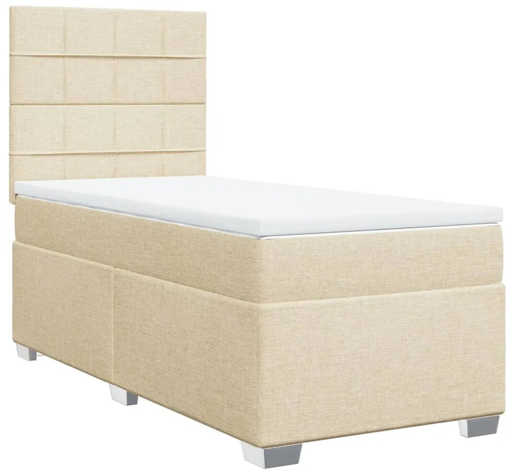 ΚΡΕΒΑΤΙ BOXSPRING ΜΕ ΣΤΡΩΜΑ ΚΡΕΜ 90X190 ΕΚ.ΥΦΑΣΜΑΤΙΝΟ 3292648