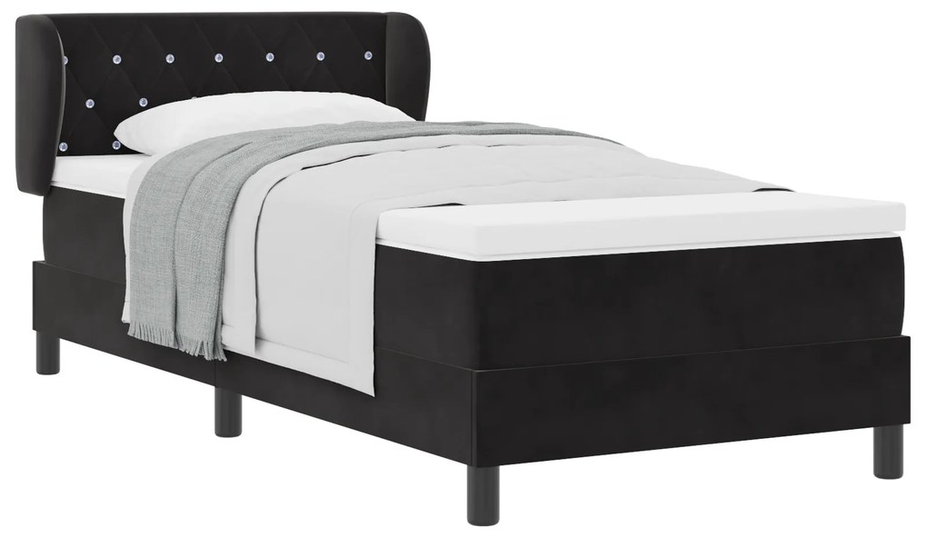 vidaXL κρεβάτι Box Spring με στρώμα μαύρο 100x200 εκ. βελούδο