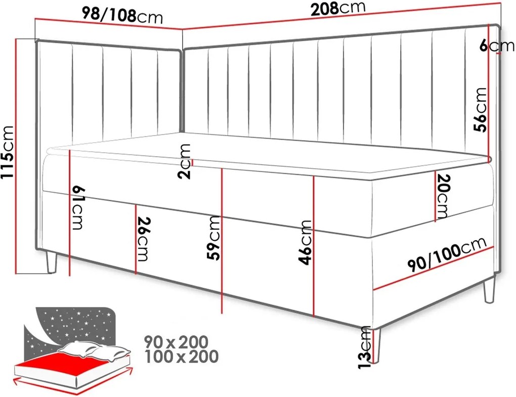 Καναπές κρεβάτι Junior Maja III-Ladi-100 x 200-Deksia