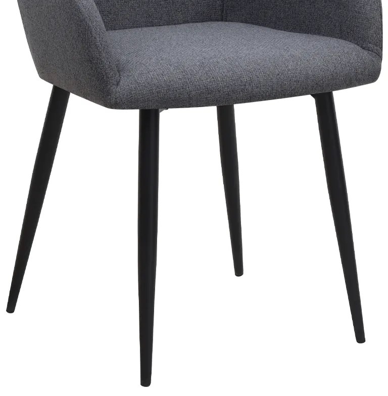 Πολυθρόνα τραπεζαρίας Monica Megapap γκρι ύφασμα - μεταλλικό μαύρο πόδι 54x57x84εκ.