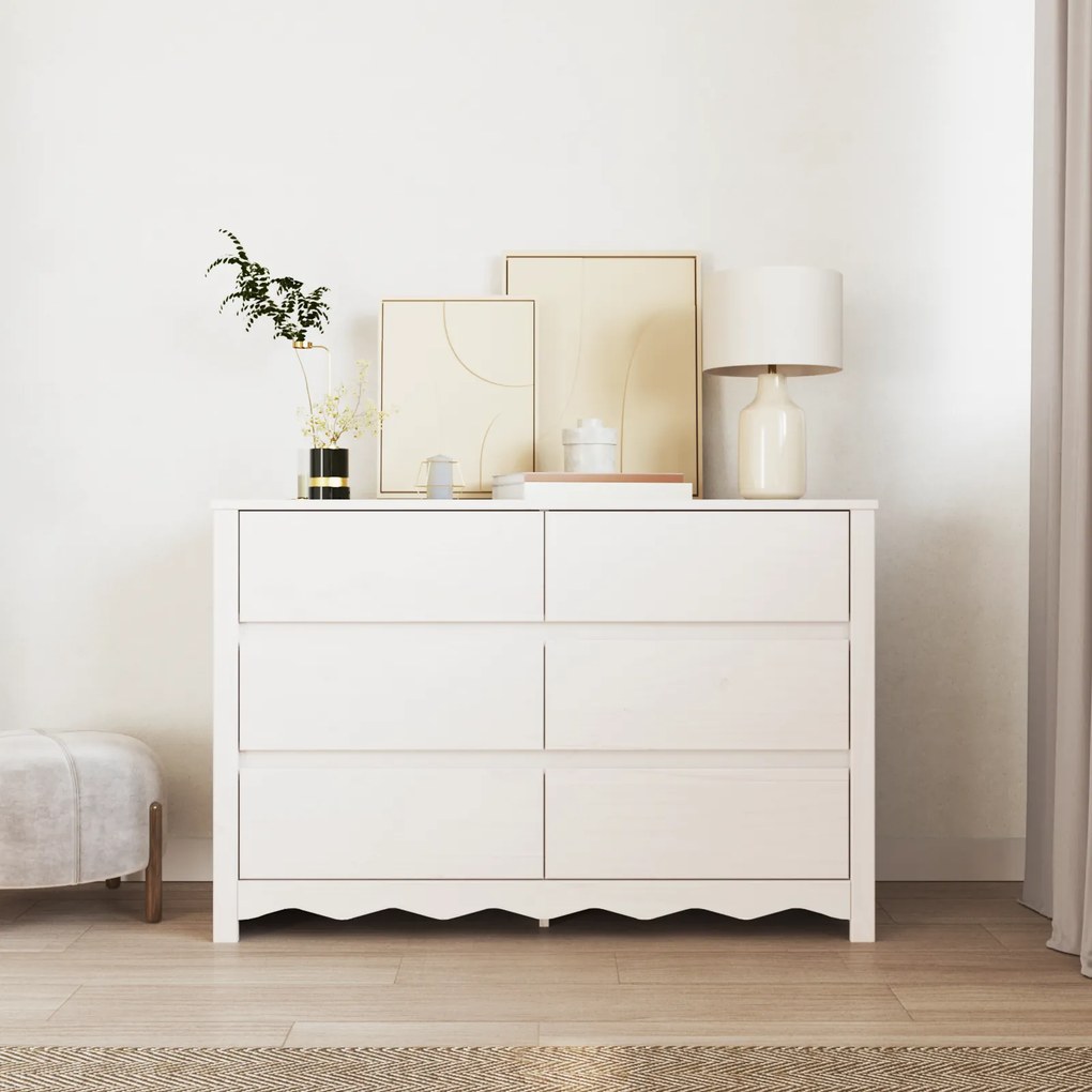 vidaXL Συρταριοθήκη Λευκό 111 x 43 x 73.5 εκ. Μασίφ ξύλο πεύκου