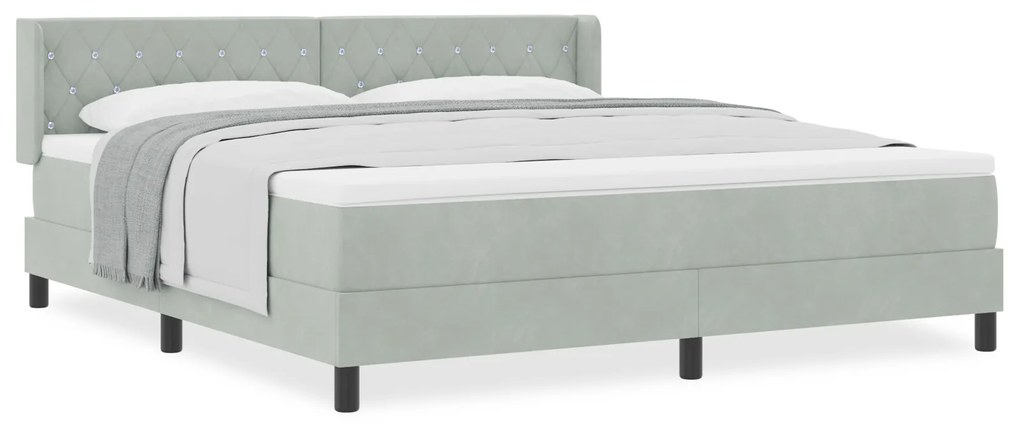 vidaXL κρεβάτι με στρώμα  Box Spring Γκρίζο ανοιχτό 180x200 εκ. Βελούδο