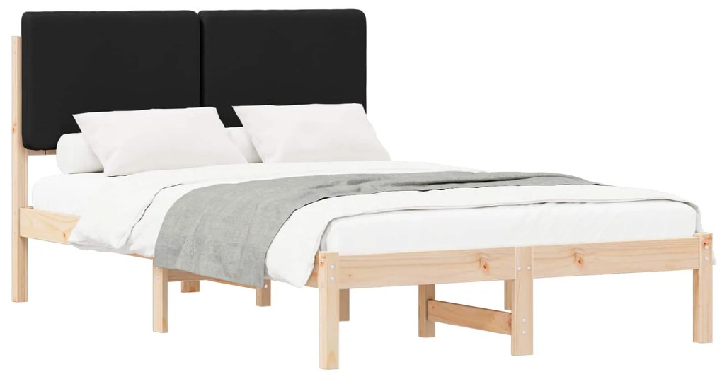 vidaXL Σκελετός Κρεβατιού με Επενδεδυμένο Κεφαλάρι Μαύρο 120 x 190 cm