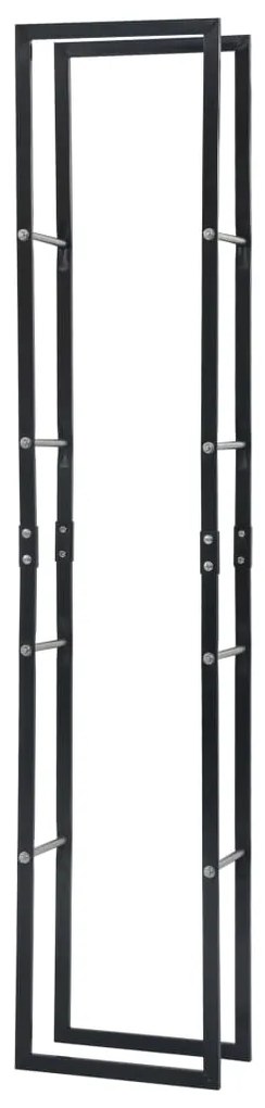 vidaXL Ράφι Καυσόξυλων Μαύρο 40 x 25 x 200 εκ. Ατσάλινο